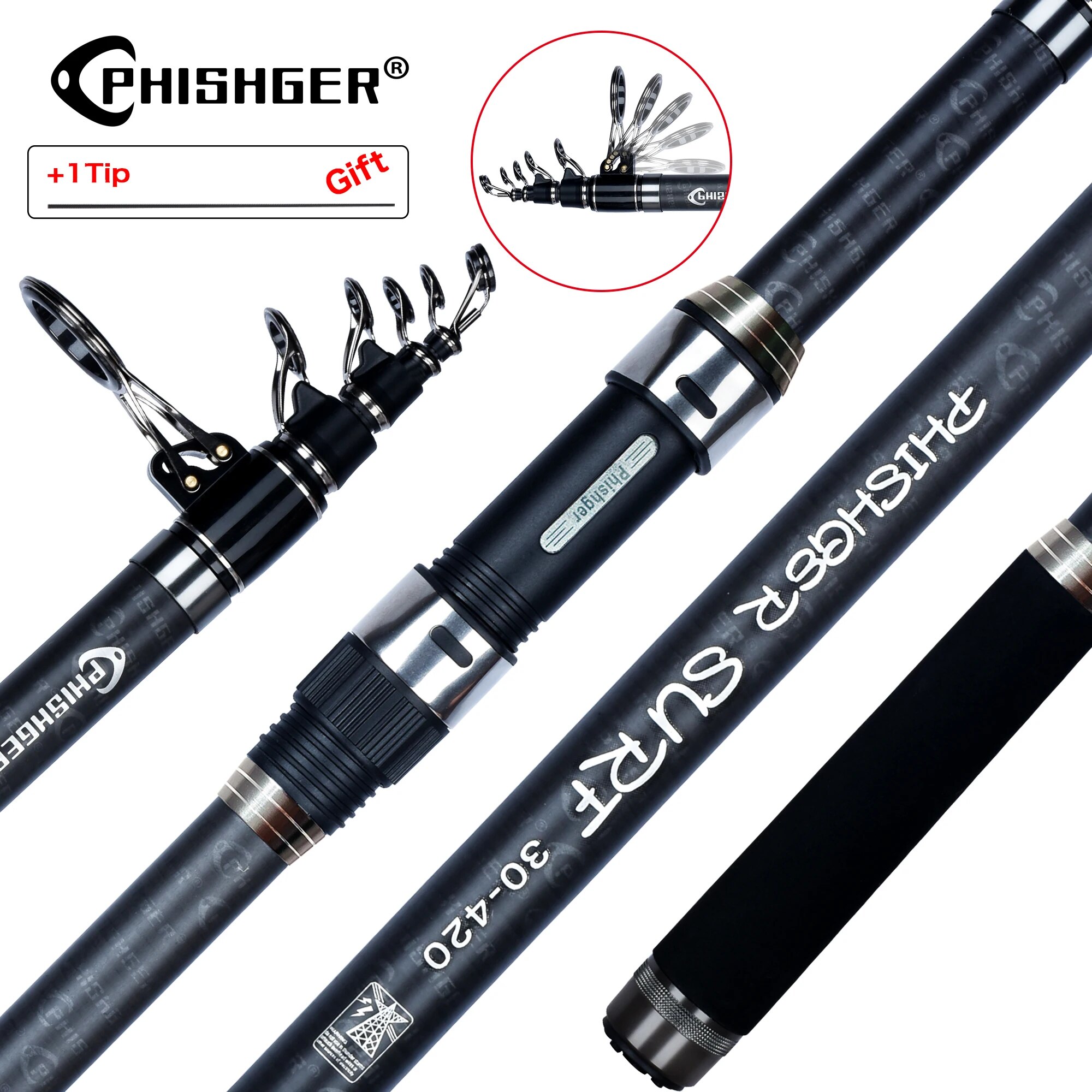 Fishing Rod Surf - PHISHGER Teleskopik Sörf İplik Çubuk 3.6/4.2/4.5